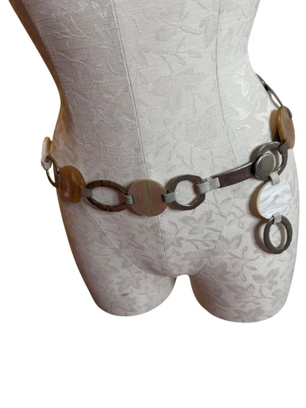 Suzi Roher Womens Silver Tone Discs Bohemian Circle-link Waist Belt OS Vintage